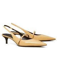 Tory Burch - Double T Buckle Slingback Mary Jane Kitten Heel Pump - Lyst