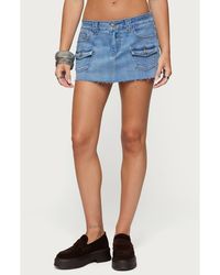 Edikted - Lury Cargo Denim Miniskort - Lyst