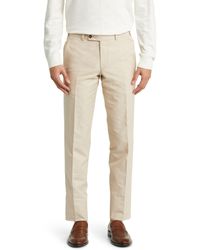 Ted Baker - Jerome Flat Front Linen & Cotton Dress Pants - Lyst