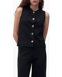Mango - Button Front Fine Knit Vest - Lyst