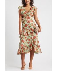 Chelsea28 - Ruffle Tiered Chiffon Midi Dress - Lyst