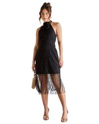 Coast - Broderie Embellished Fringe Halter Dress - Lyst