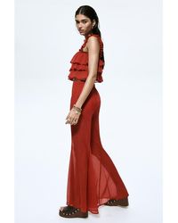 H&M - Flared Crinkled Pants - Lyst