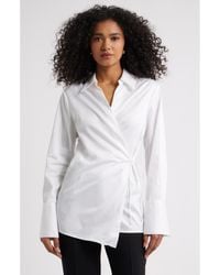 Open Edit - Asymmetric Cotton Poplin Wrap Shirt - Lyst