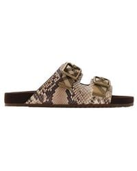 Burberry - Urchin Snakeskin Embossed Slide Sandal - Lyst