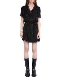Zadig & Voltaire - Rerzo Floral Jacquard Tie Waist Silk Minidress - Lyst