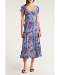 Reformation - Afton Floral-Print Woven Midi Dress - Lyst