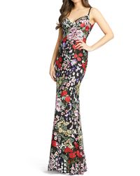 mac duggal embroidered mesh gown