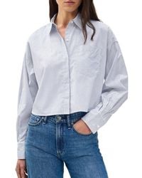 Rag & Bone - Marin Stripe Crop Cotton Button-Up Shirt - Lyst