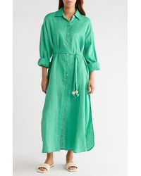 Elan - Long Sleeve Linen Maxi Shirtdress - Lyst