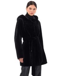 Gorski - Shearling Lamb Hooded Stroller, Reversible To Taffeta, Belt - Lyst