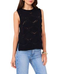Vince Camuto - Open Stitch Sleeveless Cotton Blend Sweater - Lyst