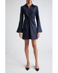Cinq À Sept - Mckenna Twist Front Long Sleeve Denim Minidress - Lyst
