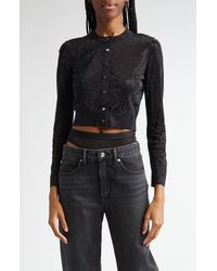 Alexander Wang - Crystal Hotfix Crop Cardigan - Lyst