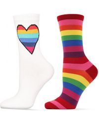 Memoi - Rainbow Pride Assorted 2-pack Crew Socks - Lyst