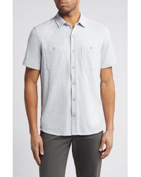 Johnston & Murphy - Short Sleeve Slub Knit Button-up Shirt - Lyst