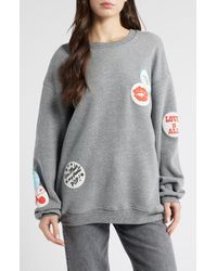 Daydreamer - Love Patches Crewneck Cotton Sweatshirt - Lyst