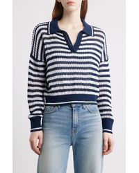 525 - Kimberly Stripe Open Stitch Cotton Sweater - Lyst