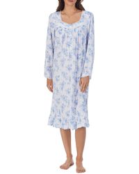Eileen West - Waltz Floral Print Lace Trim Long Sleeve Cotton & Modal Nightgown - Lyst