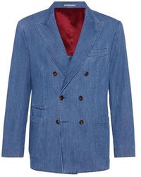 Brunello Cucinelli - Denim Blazer - Lyst