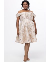 Celebrations by Sydneys Closet - Off-The-Shoulder Brocaade Plus Size Party Dress - Lyst