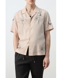 Mango - Regular Fit Embroidered Floral Camp Shirt - Lyst