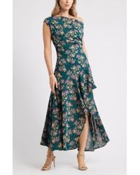 Chelsea28 - Cascading Off The Shoulder Evening Dress - Lyst