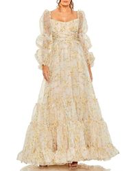 Mac Duggal - Sweetheart Balloon Sleeve Chiffon Tiered Gown - Lyst