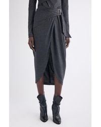 Isabel Marant - Reilly Pinstripe Wool Blend Faux Wrap Skirt - Lyst