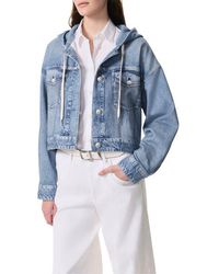 Rag & Bone - Rb Miramar Hooded Trompe L'Oeil Faux Denim Fleece Terry Trucker Jacket - Lyst