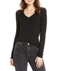 Splendid - Valley Rib V-Neck Tee - Lyst