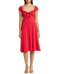 Loveappella - Tie Front Cap Sleeve A-line Dress - Lyst