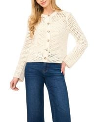 Halogen® - Open Stitch Button Front Cardigan - Lyst