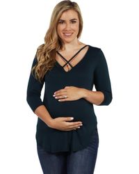 24seven Comfort Apparel - Criss Cross Round Hemline Maternity Tunic Top - Lyst