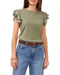 Vince Camuto - Tiered Ruffle Sleeve Cotton Blend Top - Lyst