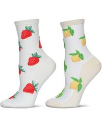 Memoi - Strawberry & Lemon Assorted 2-pack Ankle Socks - Lyst