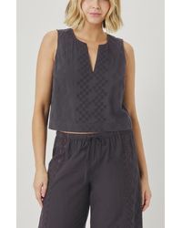 Splendid - Kenzie Geo Eyelet Crop Tank - Lyst