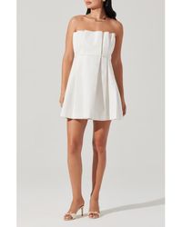Astr - Clemira Pleated Strapless Cotton Dress - Lyst