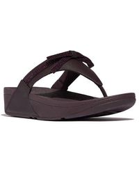 Fitflop - Lulu Glitz Bow Leather Toe Post Sandals - Lyst