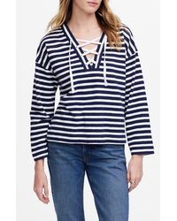 Madewell - Stripe Lace-Up Long Sleeve Top - Lyst