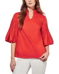 Ming Wang - Pleated Bell Sleeve Top - Lyst