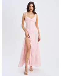 Miss Circle - Mallory Stripe Jacquard High Slit Gown - Lyst