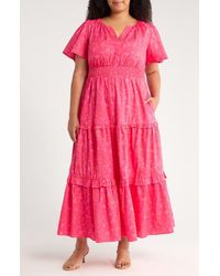 Sugarlips - Cerise Floral Palmer Tiered Cotton Maxi Dress - Lyst