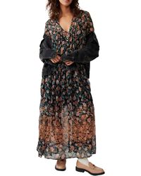 Free People - See It Through Floral Long Sleeve Maxi Dress - Lyst
