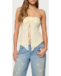 Edikted - Ruffle Split Front Strapless Top - Lyst