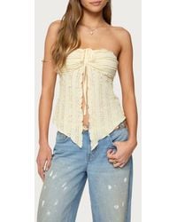 Edikted - Ruffle Split Front Strapless Top - Lyst