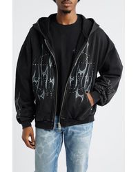 Memory Lane - Flame Studded Graphic Zip Hoodie - Lyst