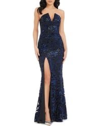 Dress the Population - Fernanda Floral Sequin Strapless Evening Gown - Lyst