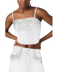 Steve Madden - Eras Rhinestone Denim Crop Top - Lyst
