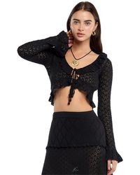 CAPITTANA - Addie Openwork Crochet Crop Cover-Up Top - Lyst